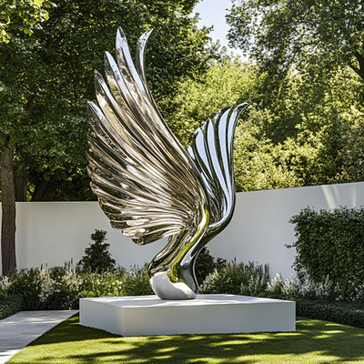 Un bon prix. Fabricant de sculptures d'ailes en acier inoxydable sur mesure à grande échelle pour les espaces publics en ligne