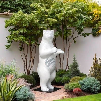 Un bon prix. Large White Standing Bear Sculpture (2M Height) - Durable FRP Outdoor Decorative Art en ligne