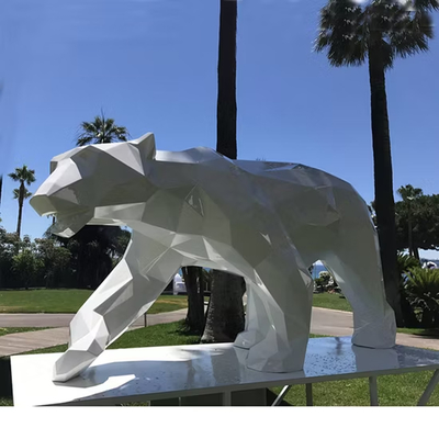Sculpture d'ours blanc lumineux - Statue d'art extérieure en fibre de verre de qualité supérieure