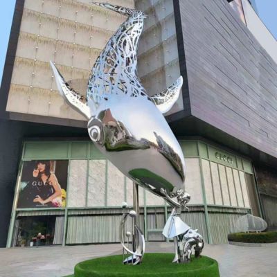Un bon prix. Urban Night Illuminated Stainless steel Whale Sculpture With Light en ligne