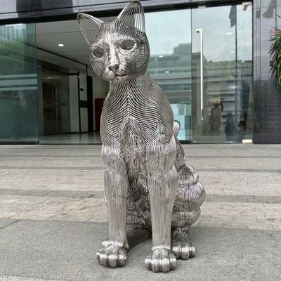 Un bon prix. Modern Art Cat Animal Decorative Metal Stainless Steel Sculpture Outdoor Large Statue Factory en ligne