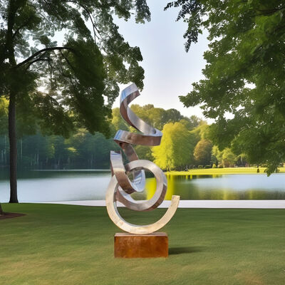 Un bon prix. Mirror Polished Stainless Steel Abstract Ribbon Sculpture Large Modern Art Installation en ligne