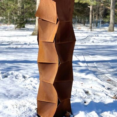 Un bon prix. Sculpture cubique en acier patinable soudé, sculpture d'art abstrait pour l'aménagement paysager extérieur de jardin en acier Corten en ligne