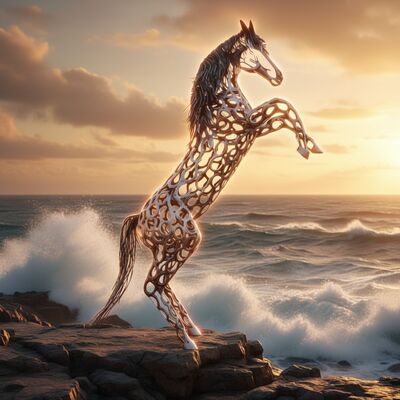 Un bon prix. Sculpture abstraite personnalisée de cheval en métal pour jardin – Statue d'art extérieure en acier inoxydable en ligne