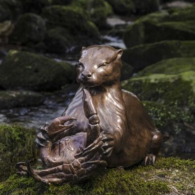 Un bon prix. Sculpture décorative en bronze métal personnalisé pour animaux, loutre en acier, aménagement paysager de jardin en ligne