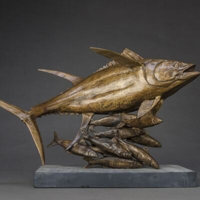 Un bon prix. Décoration d'art métallique d'animaux Bronze cuivre figuratif taille personnalisée sculpture statue poisson en ligne