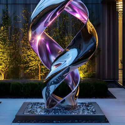 Un bon prix. Sculpture de jardin en acier inoxydable poli avec lumière en ligne