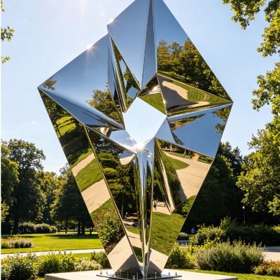 Un bon prix. Design original Irrégulier Géométrique Art moderne Abstrait Décoratif Métal Sculpture en acier inoxydable Statue personnalisée Sculpture métallique extérieure Aménagement paysager en ligne