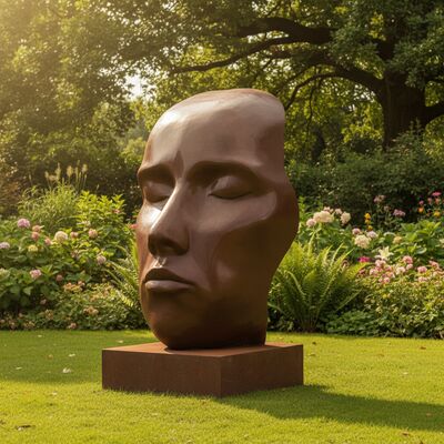 Un bon prix. Sculpture abstraite moderne en bronze de visage humain pour la décoration extérieure de jardin, statue d'art en métal antique pour la décoration de parc paysager et de cour en ligne