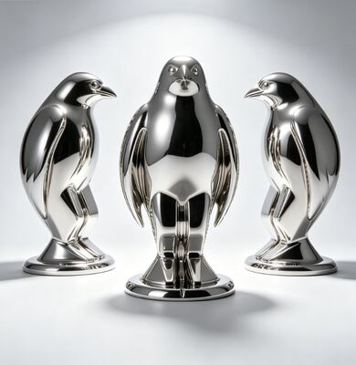 Sculpture en acier inoxydable métallique avec une finition polie durable pour les espaces publics