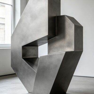 Un bon prix. Conception originale Abstrait Géométrique Décoratif Métal Sculpture en acier inoxydable Statue sur mesure Aménagement paysager extérieur en ligne