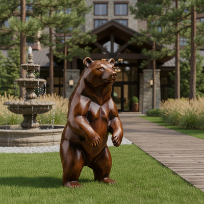 Un bon prix. Casting métallique personnalisé Taille personnalisée Sculpture d'ours de bronze Statue de jardin en plein air Art animal réaliste pour la villa Décoration paysagère du parc en ligne