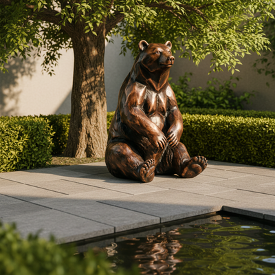 Un bon prix. Grande sculpture d'ours en bronze pour jardin extérieur Statue d'ours brun assis réaliste Décoration artistique d'animaux en métal personnalisé pour la villa du parc en ligne