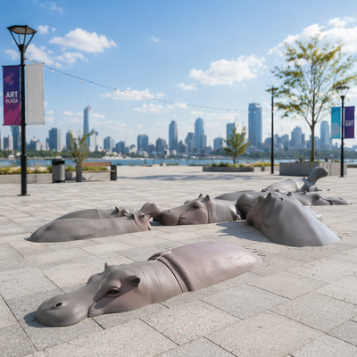 Un bon prix. Statue d'hippopotame de taille personnalisée en plein air Sculpture d'animal en bronze pour le jardin Parc zoologique Décoration d'art métallique Affichage de figure Paysage en ligne