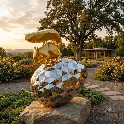 Un bon prix. Décoration de jardin Peinture géométrique d'acier inoxydable Sculpture d'écureuil en ligne