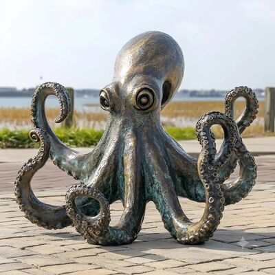 Un bon prix. Statue de poulpe géante en bronze fabriquée à la main | Décoration de bureau à domicile côtière et nautique En ligne