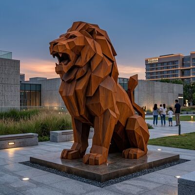 Un bon prix. Grande sculpture géométrique moderne en acier corten sculpture de lion jardin extérieur art de repère En ligne