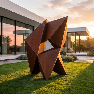 Le monolithe — Sculpture géométrique abstraite en acier Corten
