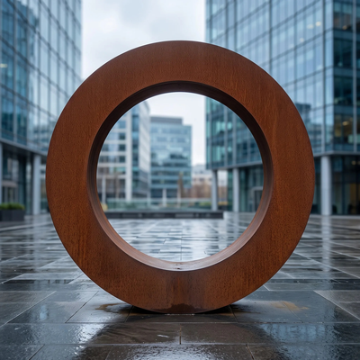 Le cercle infini Monumentale installation en acier résistant aux intempéries