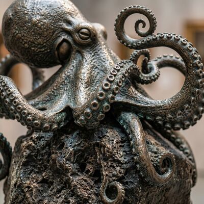 Un bon prix. Statue de pieuvre en bronze faite à la main pour la décoration de jardin En ligne