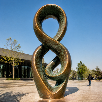 Un bon prix. Décoration artistique en métal personnalisée, sculpture en bronze et cuivre, statue d'aménagement paysager, art public, design de ruban En ligne