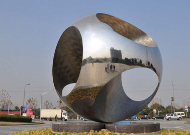 Acier inoxydable de sculpture extérieure de grande taille en sphère pour le rond point public