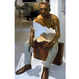Un bon prix. Temps se reposant de longue durée de sculpture en homme de paysage de conception de statue intérieure de bronze en ligne