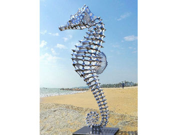 Un bon prix. Sculpture polie par animal en acier inoxydable en métal, grande sculpture en hippocampe en ligne