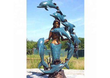 Un bon prix. Sculpture en bronze occidentale grandeur nature en dauphin et en sirène de statue pour la finition de moulage en ligne