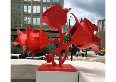 Un bon prix. La sculpture extérieure rouge moderne Rose en acier inoxydable fleurit la stabilité de corrosion en ligne