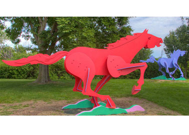 Sculpture courante peinte grandeur nature moderne en cheval de sculpture en métal pour extérieur