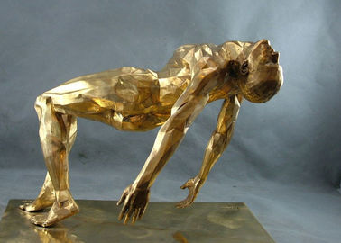La sculpture en bronze moderne, l'or en bronze de sculpture en homme a fini