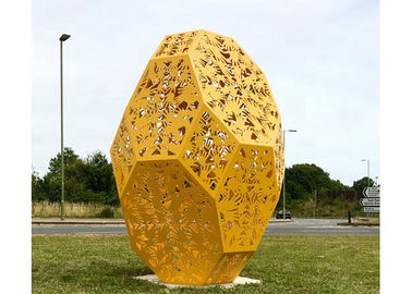 Sculpture publique extérieure peinte par jaune énorme en acier inoxydable de sculpture en métal
