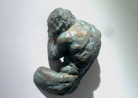 Un bon prix. Statue grandeur nature d'homme de bronze de fonte de patine de décor d'art de mur en ligne