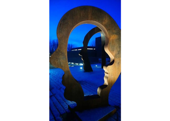Grand visage en acier Art Sculpture de jardin en métal de Corten pour extérieur