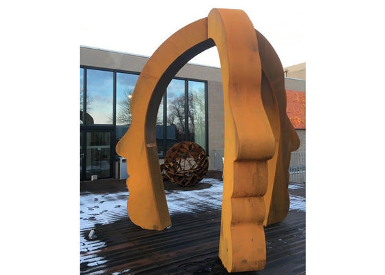 Grande sculpture en acier décorative publique en visage de Corten pour extérieur