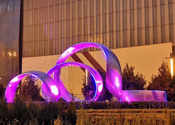 Sculpture extérieure en lumières d'acier inoxydable de point de repère de grande ville