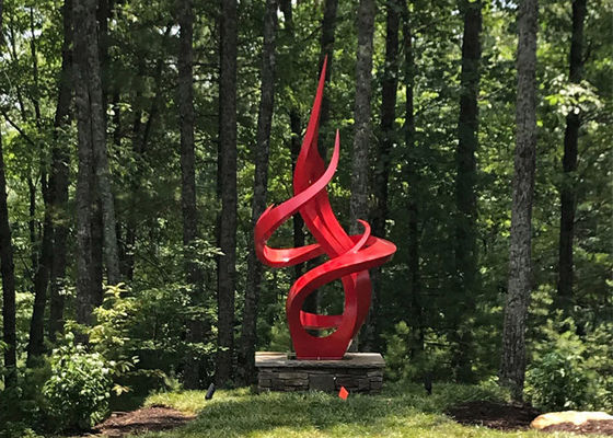 Le rouge a peint la sculpture en flamme d'acier inoxydable pour le paysage extérieur
