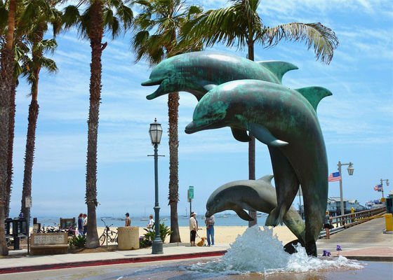 sculpture en bronze en dauphin de haute patine de 300cm pour le décor de paysage