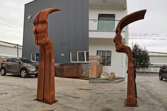 Sculpture en acier en visage en métal de Corten de taille rustique de 3m pour le jardin