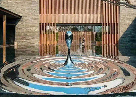 Sculpture moderne polie par miroir en acier inoxydable de baisse de l'eau d'OEM