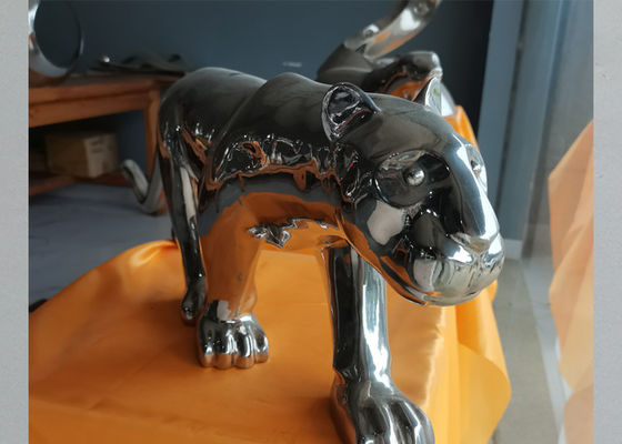 La décoration intérieure moderne a poli la sculpture en léopard d'acier inoxydable