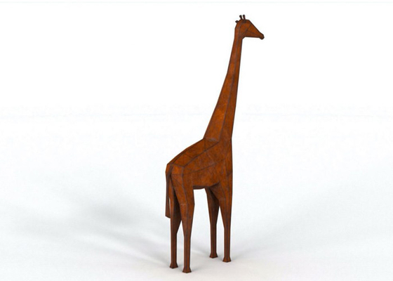 sculpture grandeur nature en acier en girafe de Corten de taille de 300cm pour la décoration de jardin