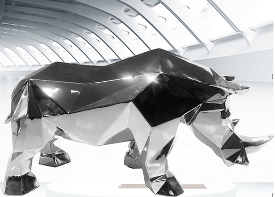 Sculpture en rhinocéros polie par miroir fait sur commande d'acier inoxydable