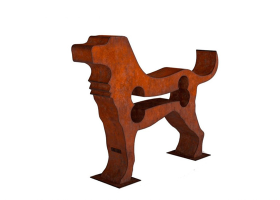 Sculpture en acier en chien de Corten de longueur rouillée de 150cm pour le jardin