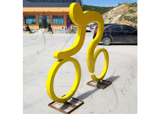 Sculpture peinte décorative publique extérieure en cycliste d'acier inoxydable