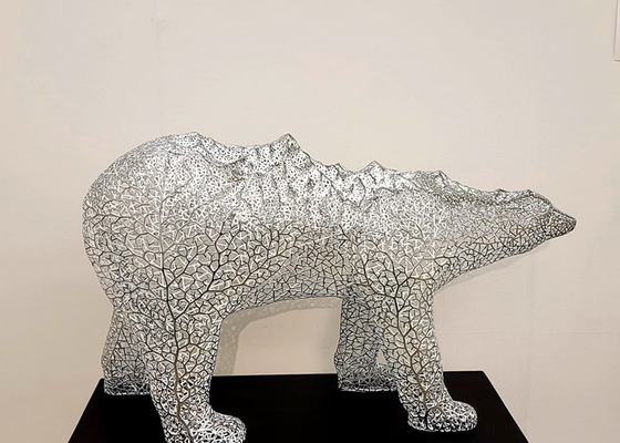 Un bon prix. Haute moderne de la sculpture 100cm en ours blanc d'acier inoxydable en ligne