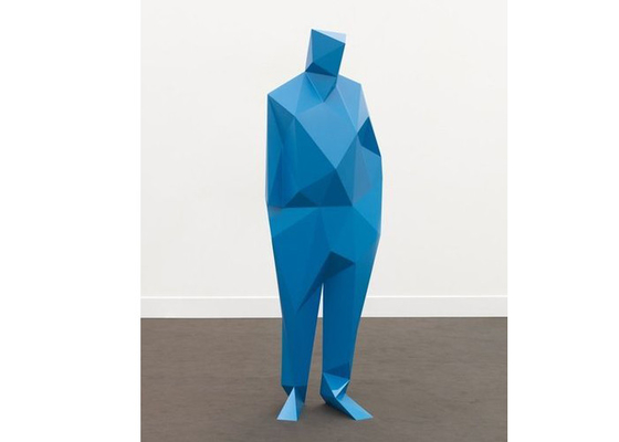 Un bon prix. Le bleu urbain de paysage a peint la statue de l'homme 3D d'acier inoxydable en ligne